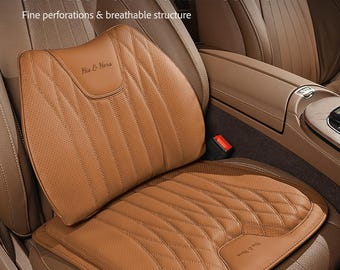 Cuscino per sedile personalizzato in pelle Nappa con supporto lombare, cuscino ergonomico per il massimo comfort durante i lunghi viaggi.