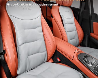 personalized All-Season Nappa Leather Seat Ergonomic Lumbar Support Seat Cushion,Universal Car Seat Pad with Back Support,gray