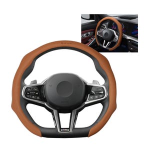 Personalized Nappa Leather non-slip steering wheel cover,universal fit 99% steering wheel custom name logo,easy to install