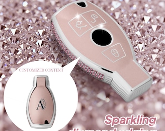 Customizable personalized content Key Cover Mercedes Benz Class Sparkling Diamond Edging