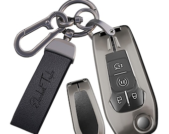 Leather Flip Key Fob Cover Compatible with Ford  Personalized Car Key Case Protector for Focus Fiesta F-150 Ranger Escape EcoSport