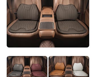 Coussin de siège personnalisé en cuir nappa avec soutien lombaire, coussin de siège auto universel avec support lombaire, marron noir orange rouge beige