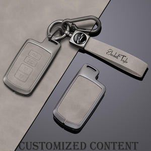 Personalized key covers are available for Toyota Camry, Highlander, RAV4, Corolla, Prius, and 2/3/4 key models.