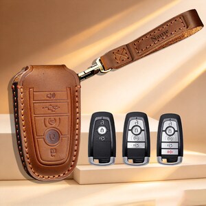 Personalized Hand-Stitched Leather Key fob cover for Ford F150 Raptor Ranger Maverick Tremor Explorer Expedition ST Timberline Leather fob