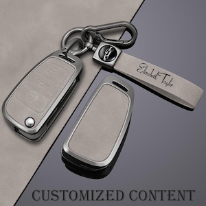Customizable personalized content Key case fit for Audi A1 A3 A4 A6 A8 Quattro Q2 Q3 Q7 S3 S6 RS3 RS6 R8 metal leather key cover 3 Buttons