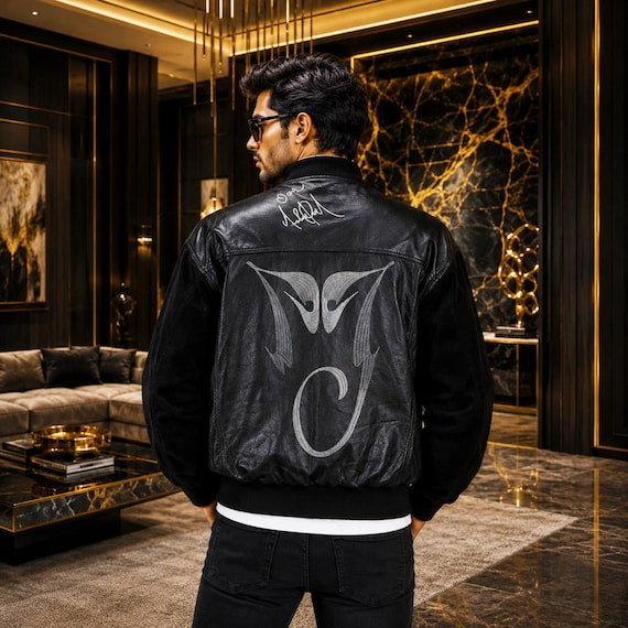 Michael Jackson History World Tour Leather Jacket, King Of Pop MJ Jacket, Vintage Black Leather Bomber Jacket, MJ Concert Cosplay Coat
