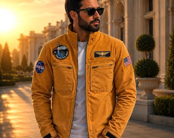 **Ryan Gosling Projekt Hail Mary Jacke, Gelbe Astronaut-Cordjacke, NASA Sci-Fi Cosplay Mantel, Weltraum-Mission Bomberjacke.**