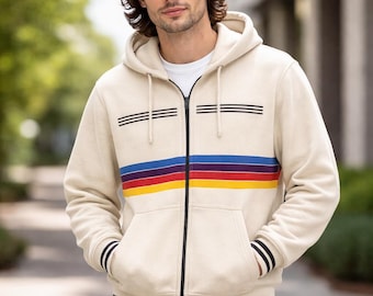 Projekt Hail Mary Mary Gosling Hoodie - Rayan Gosling Regenbogen Streifen inspiriert Reißverschluss Hoodie