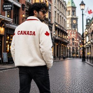 Chaqueta Sherpa de Shane Hollander – Chaqueta polar inspirada en la hoja de arce de Canadá / Chaqueta de disfraz de Heated Rivalry / Ropa de invierno acogedora