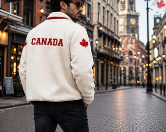 Chaqueta Sherpa de Shane Hollander – Chaqueta polar inspirada en la hoja de arce de Canadá / Chaqueta de disfraz de Heated Rivalry / Ropa de invierno acogedora