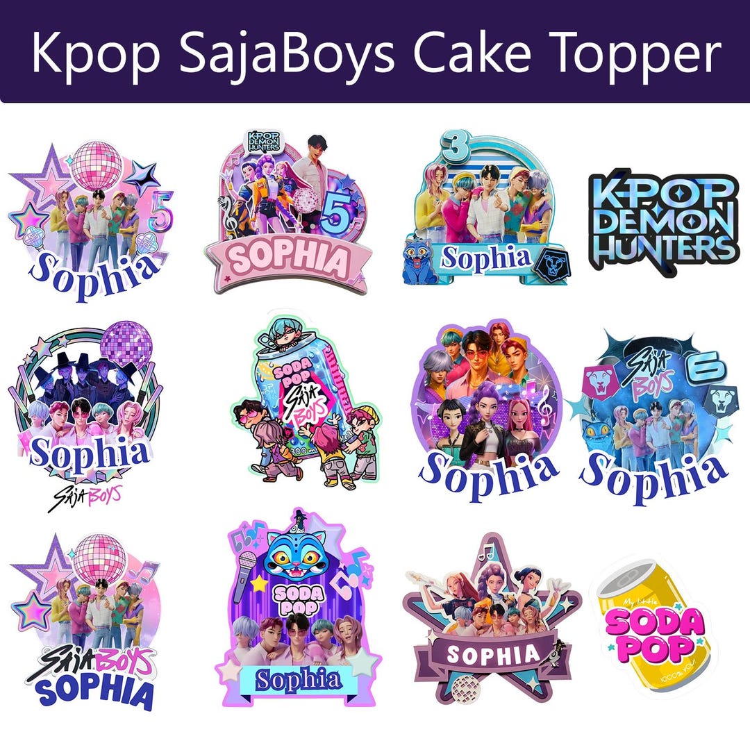K-pop Saja Boys Cake Topper Bundle | 11 Editable Huntrix PNG | Canva ...