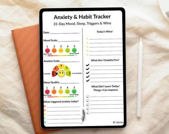 Anxiety and Habit Tracker Printable – Mood, Sleep, Triggers (PDF Download & Canva File)