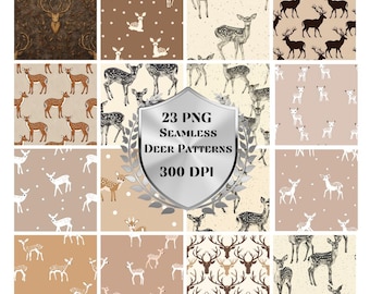 Deer Seamless Pattern - Woodland Nursery PNG Paper (Digital Download