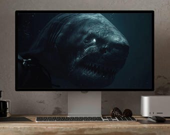 Deep Ocean Abyss Shark PNG Bundle - 13 Horrific Great White Shark Digital Downloads, Dark Sea Horror Clipart