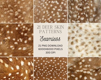 Deer Skin Digital Paper – 21 Seamless Fawn Hide Textures (PNG Download)