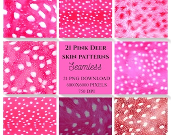 Deer Skin Digital Paper – 21 Pink Seamless Fawn Hide Textures (PNG Download)