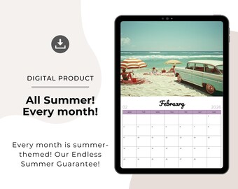 2026 Calendar 2026 Monthly Planner Landscape Elegant Calendar - Every month is summer! Guaranteed! 2026 Wall Calendar Monthly PRINTABLE PDF