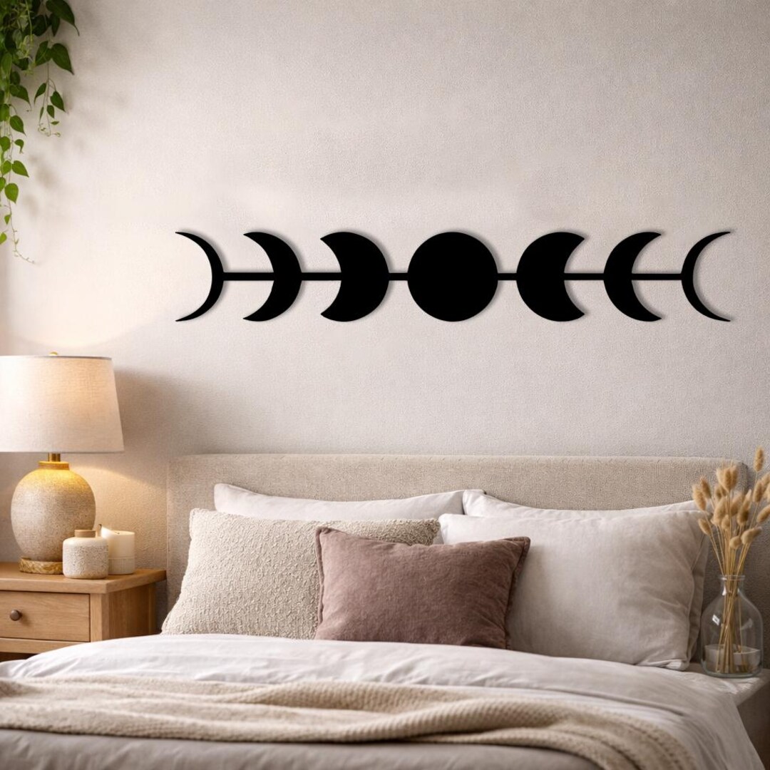 Moon Phase Metal Wall Art, Modern Lunar Decor, Celestial Sculpture ...