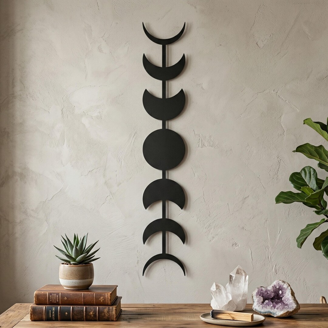 Moon Phase Metal Art, Modern Lunar Decor, Celestial Sculpture, Terrace ...