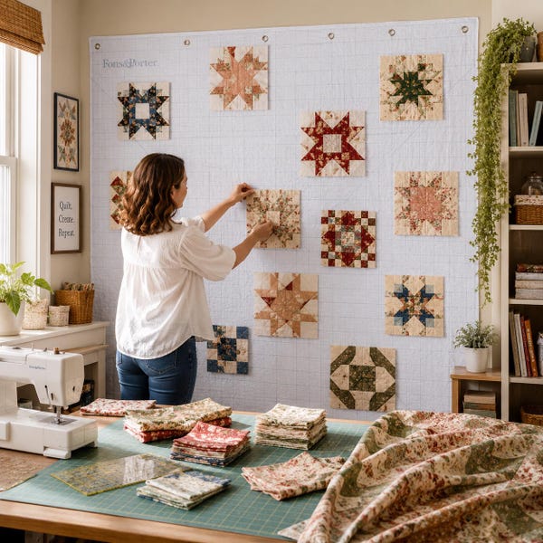 Quilt Design Wall with Grid Lines | Large Flannel Quilting Design Wall 60" x 72" | Portable Quilt Display Wall | Holds Fabric Without Pins