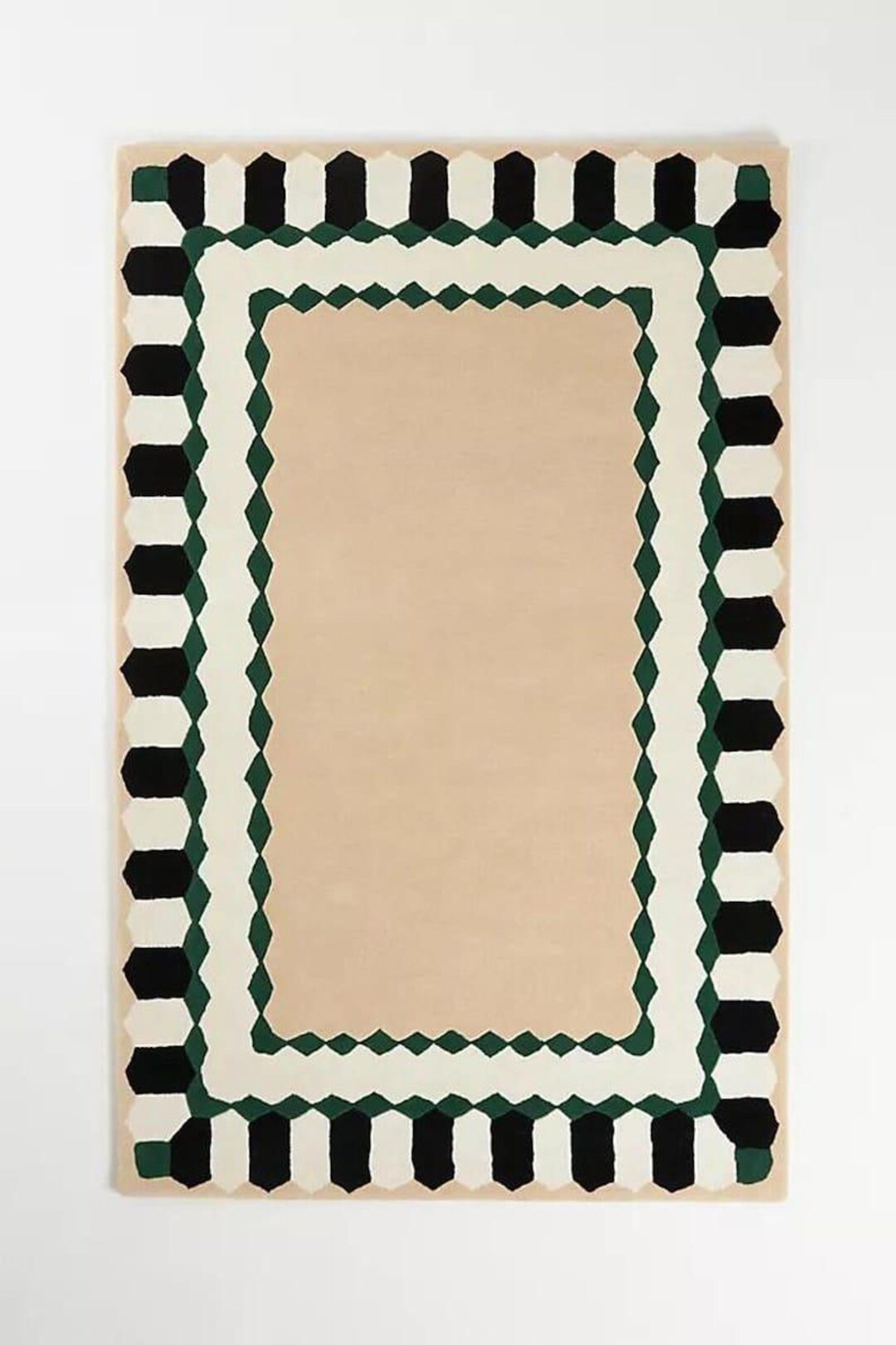 Geometric Border Rug Design Anthropology Julia Rug Geometric Border Rug, Beige Green Black Rug ...