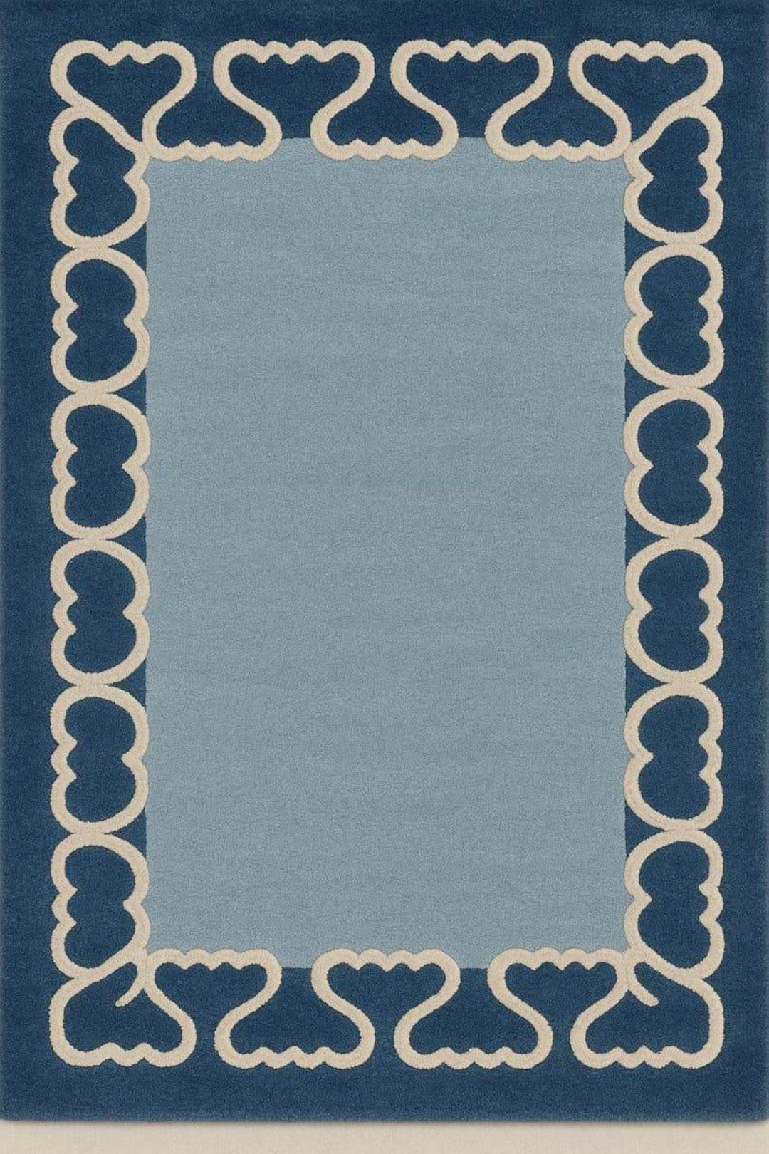 Blue Abstract Border Rug, Modern Minimalist Area Rug,hand Tufted Style ...