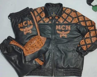 メンズ MCM レザー モーターサイクルジャケット＆トラックスーツ