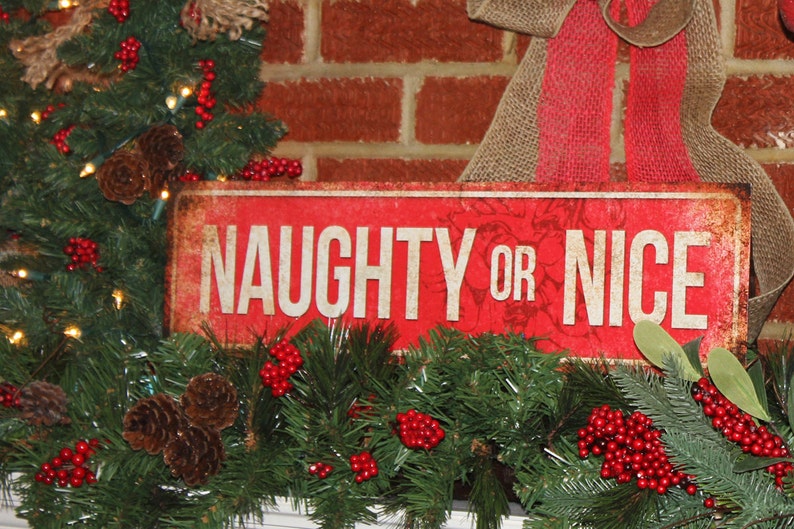 Naughty or Nice // Christmas Decor // Metal Sign // 5.5 | Etsy