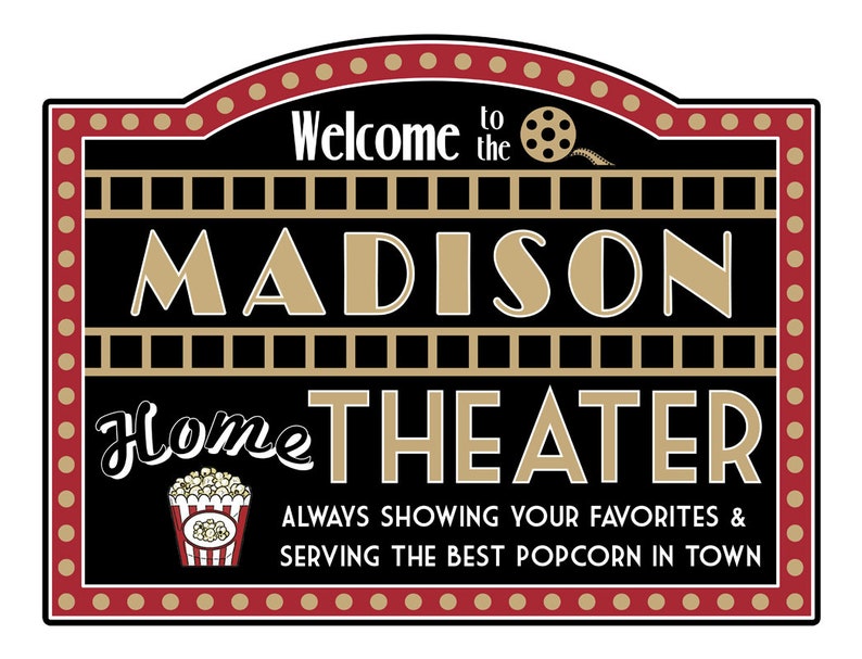 Movie theater decor custom name sign home theater wall Etsy