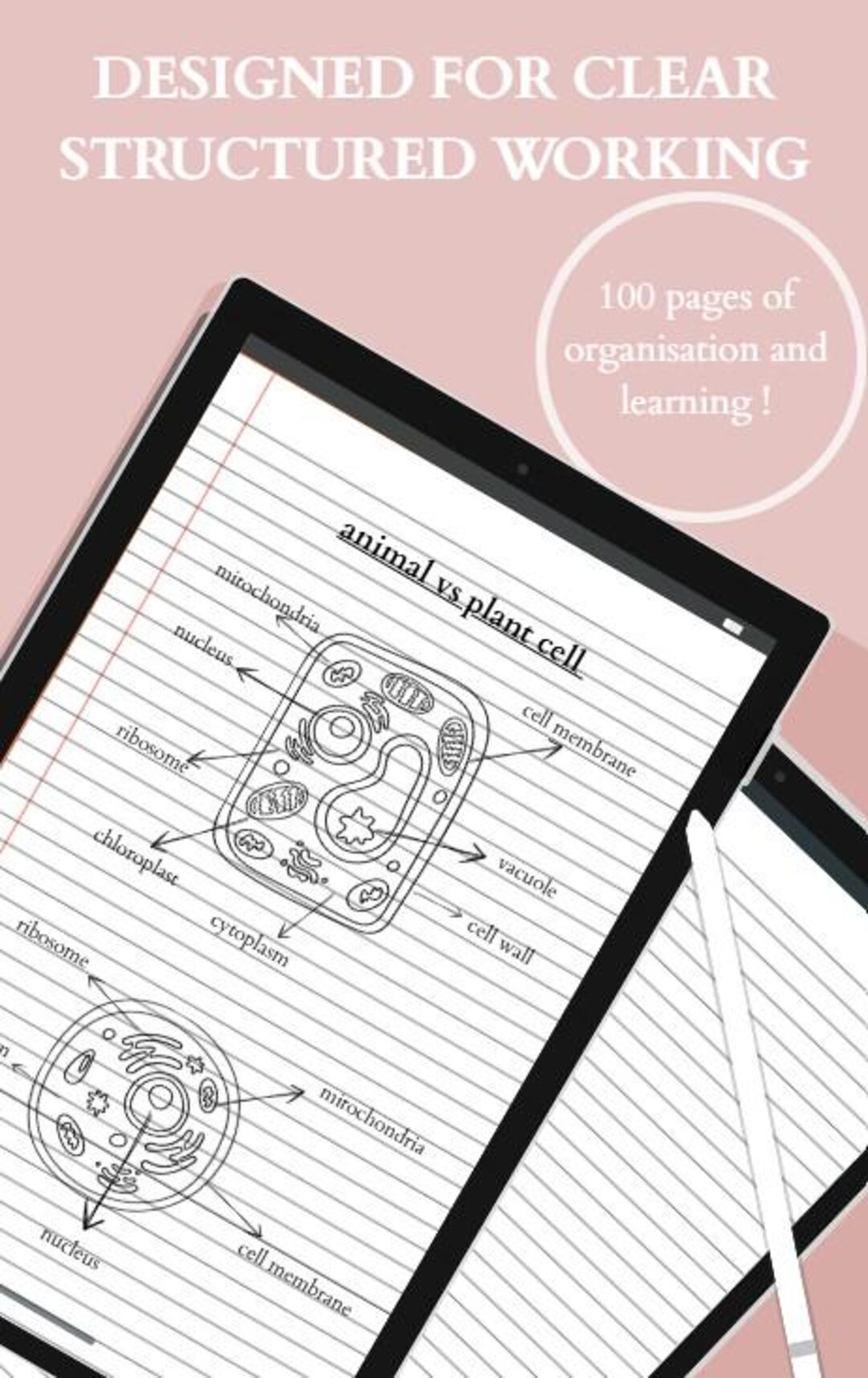 Biology Line Digital Notebook PDF | Line Paper Notes | 3 Paper Tones ...