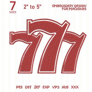 777スロットマシンミニ刺繍デザイン – カジノラッキーセブン（デジタルダウンロード）