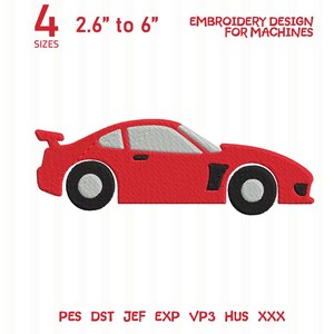 Red Race Car JDM Design, Car Embroidery File (Digital Download