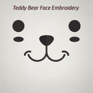 Teddy Bear Face Embroidery Design, Minimalist Fill Stitch Animal Head (Digital File)