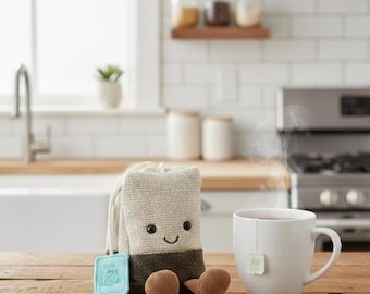 Kawaii Tea Bag Plush – 12cm Cozy Burlap Teabag Soft Toy, Autumn & Winter Decor