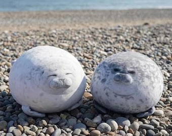 Angry Blob Seal Plush, 3D Chubby Sea Lion Pillow, Kids Cuddle Toy