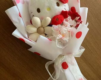 Cute Kitty Plush Flower Bouquet – Kawaii Stuffed Toy Gift Wrap | Romantic Birthday & Valentine’s Gift