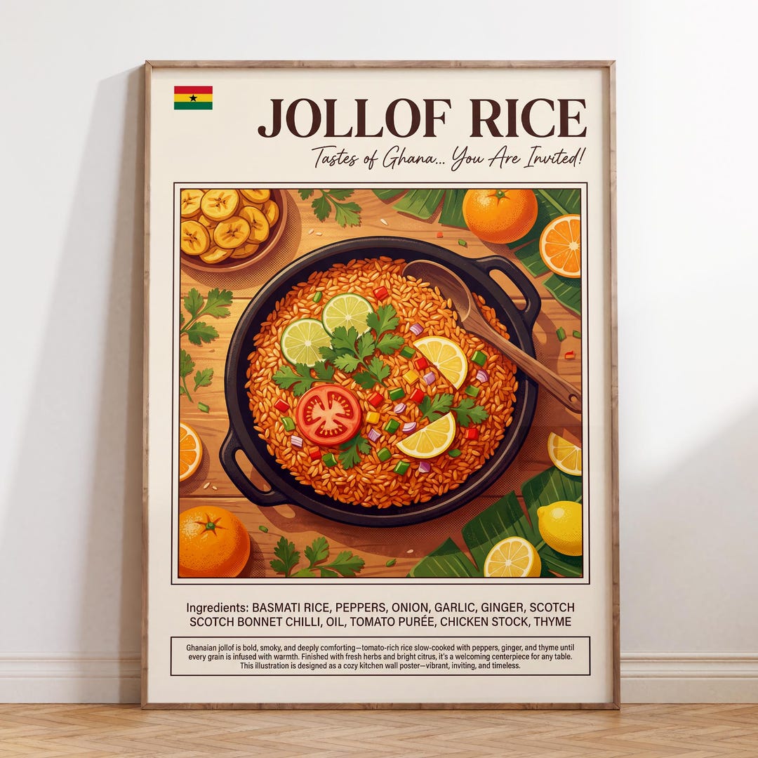 Jollof Rice Poster : African Food Wall Art, West African Kitchen Decor ...