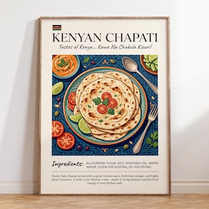 Kenyan Chapati Poster : African Flatbread Wall Art, Tastes of Kenya Print