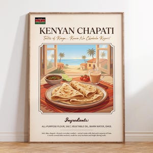Kenyan Chapati Poster : African Flatbread Wall Art, Tastes of Kenya Print