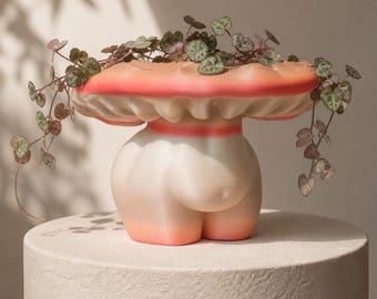 Veelkleurige vrouwelijke paddestoelplanter, 3D-geprinte sculpturale bodyplanter, godin paddestoelpot, grillige plantpot, uniek huisdecorcadeau