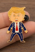 Trump Happy Face Enamel pin, funny Trump Meme Pin, 250th Anniversary USA Flag Pin product logo