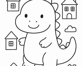 Dinosaur Coloring Book for Kids | Cute Dino Town Coloring Pages | Preschool Printable