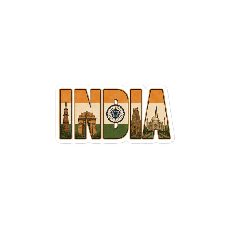 India Origin Sticker Vintage India Travel Sticker, Landmark Lettering Decal, Taj Mahal ...