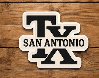 TX San Antonio retro gestanste sticker, vintage Texas reissticker, Lone Star Souvenir