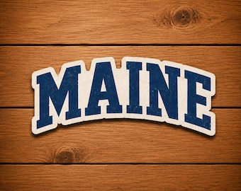Sticker Maine, retro collegiale vinylsticker, vintage New England-souvenir