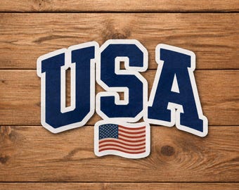 Vintage gestanste sticker vlag VS, sticker America 250