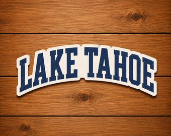 Lake Tahoe retro collegiale sticker, vintage mountain vinyl sticker