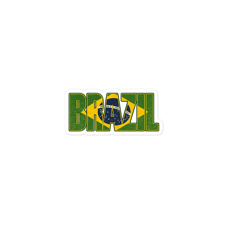 Vintage Brazil Flag Lettering Sticker, Retro Brazilian Pride Decal - Etsy