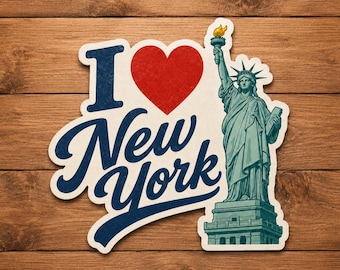 Sticker I Love New York, vinylsticker Vrijheidsbeeld, retro NYC-reissticker