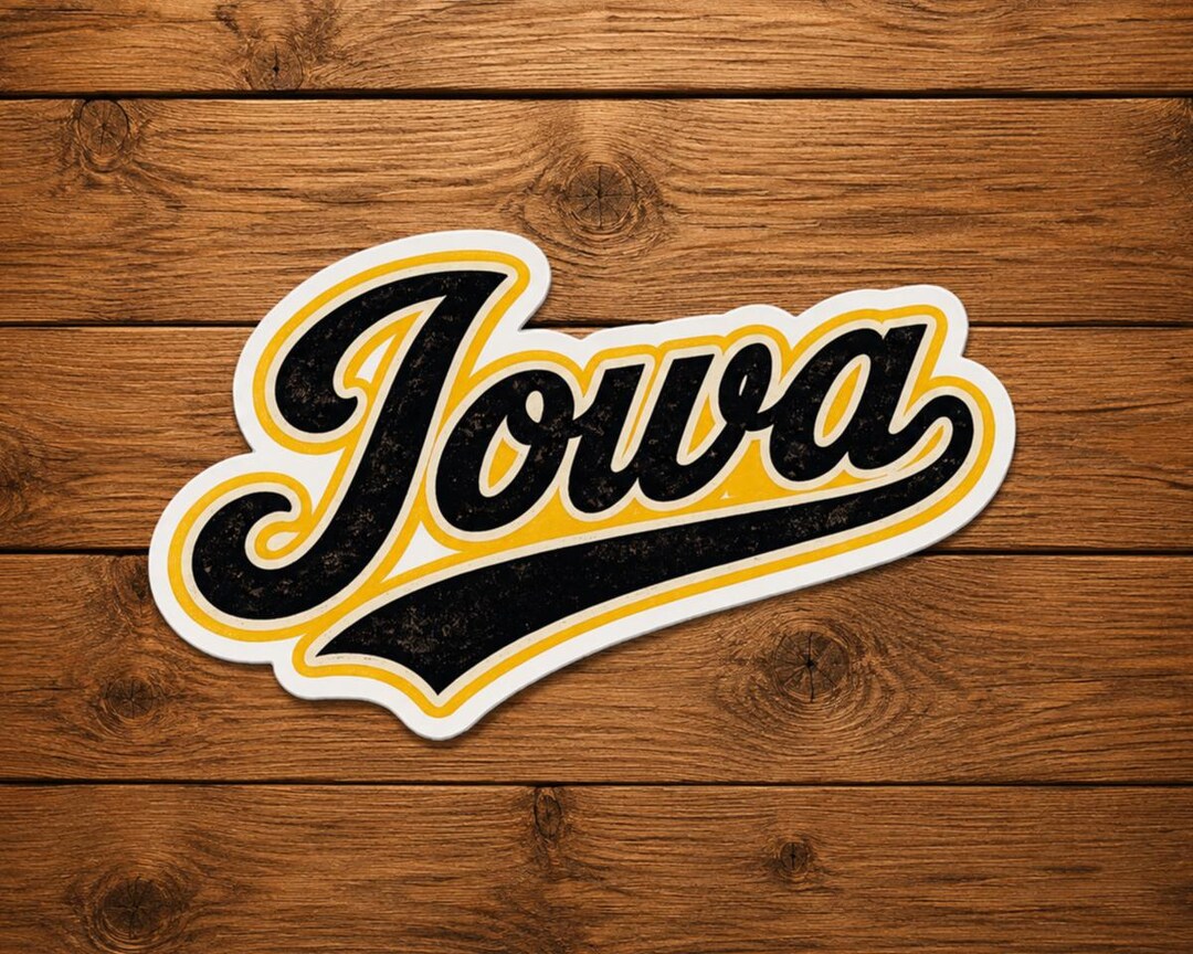 Vintage Iowa Script Sticker, Retro Hawkeye State Vinyl Decal - Etsy